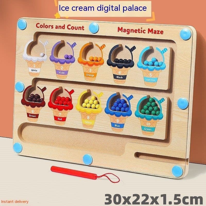 image-Magnetic Color Digital Maze Wooden Puzzle