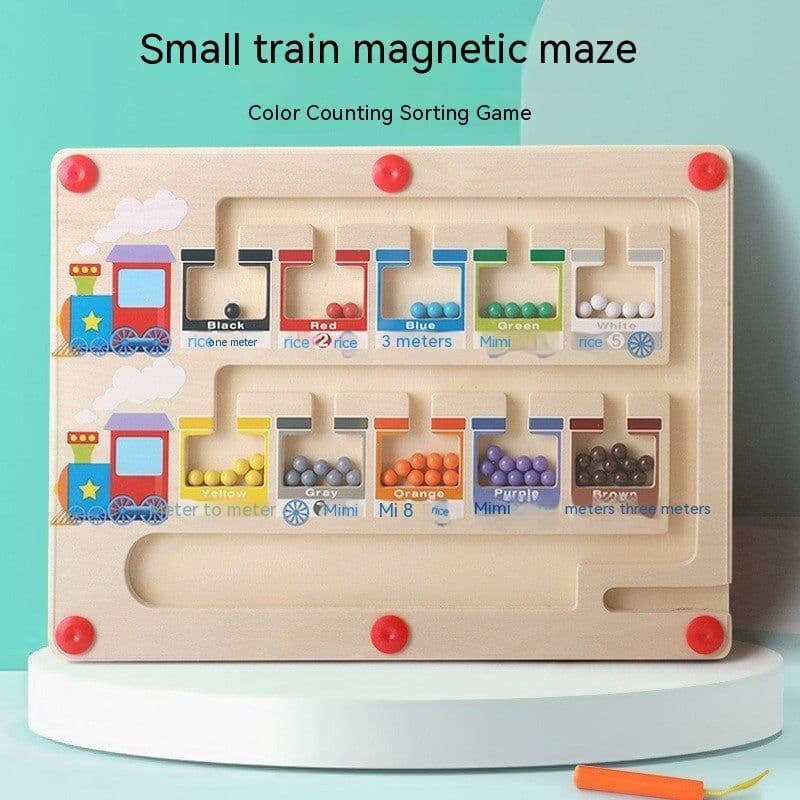 image-Magnetic Color Digital Maze Wooden Puzzle