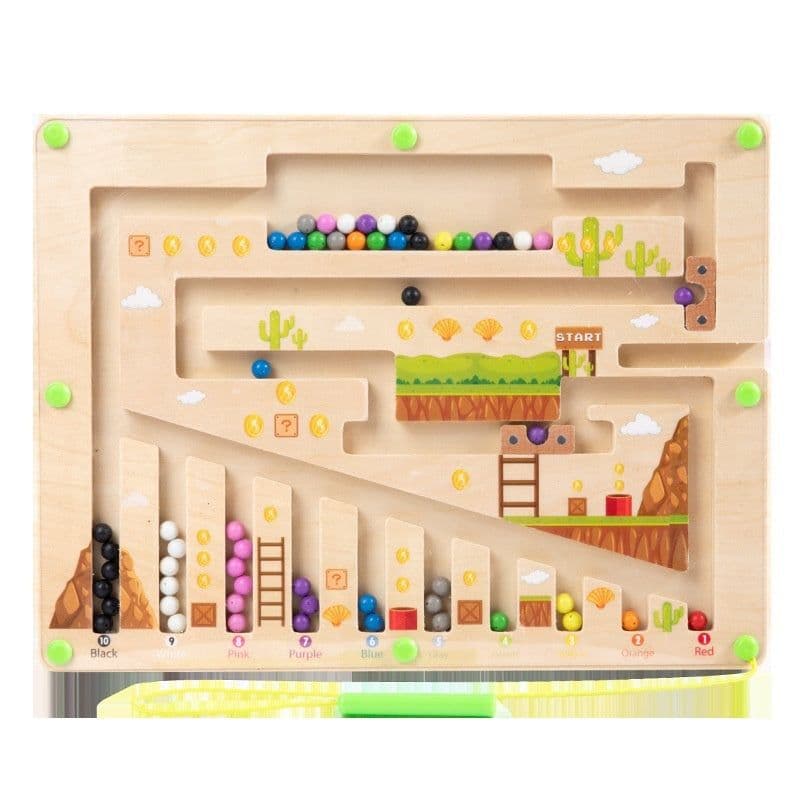 image-Magnetic Color Digital Maze Wooden Puzzle