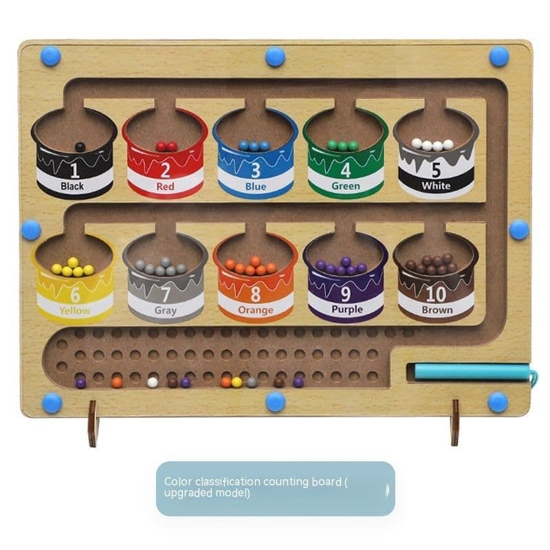image-Magnetic Color Digital Maze Wooden Puzzle