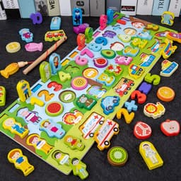 image-Wooden Multifunctional Numbers Board Magnetic Fishing Children's Digital Computing