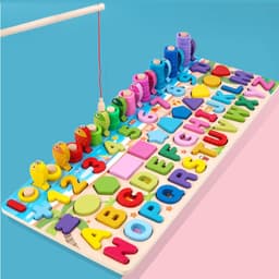 image-Wooden Multifunctional Numbers Board Magnetic Fishing Children's Digital Computing