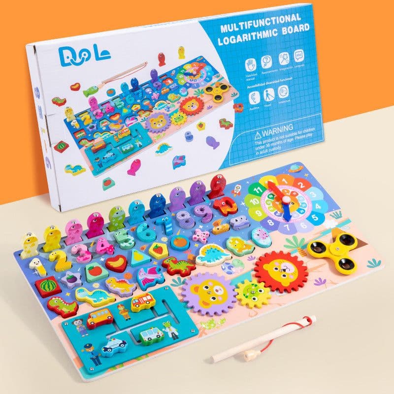 image-Wooden Multifunctional Numbers Board Magnetic Fishing Children's Digital Computing
