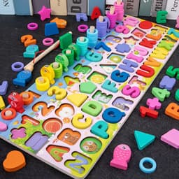 image-Wooden Multifunctional Numbers Board Magnetic Fishing Children's Digital Computing