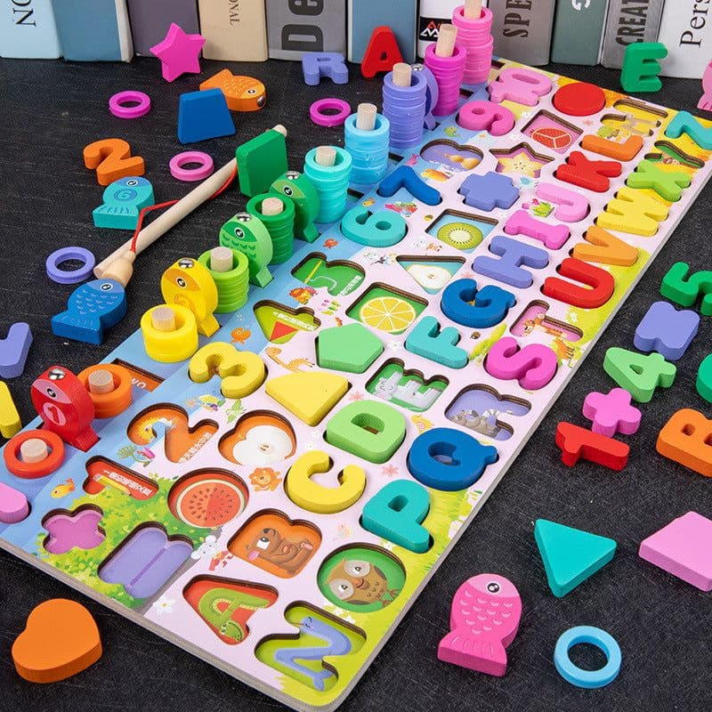 image-Wooden Multifunctional Numbers Board Magnetic Fishing Children's Digital Computing