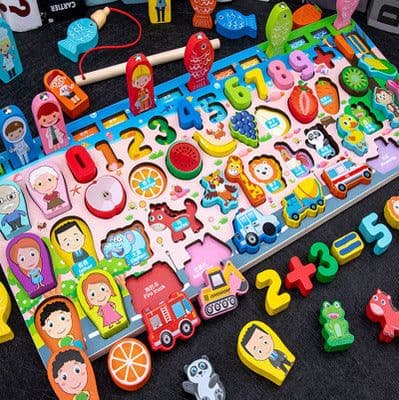 image-Wooden Multifunctional Numbers Board Magnetic Fishing Children's Digital Computing