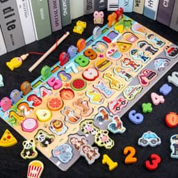 image-Wooden Multifunctional Numbers Board Magnetic Fishing Children's Digital Computing