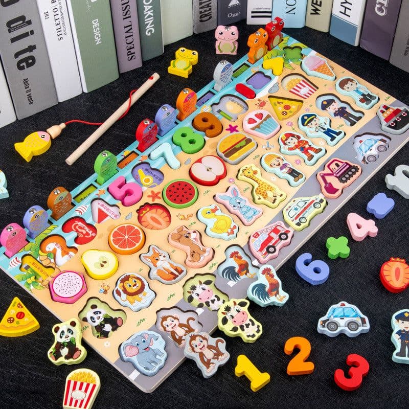 image-Wooden Multifunctional Numbers Board Magnetic Fishing Children's Digital Computing