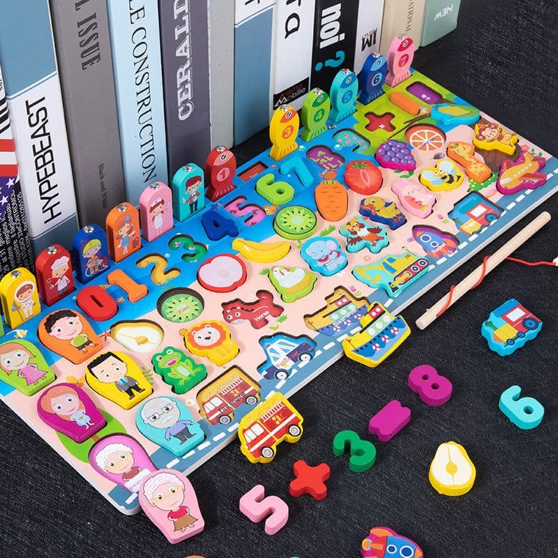 image-Wooden Multifunctional Numbers Board Magnetic Fishing Children's Digital Computing