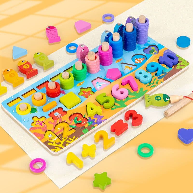 image-Wooden Multifunctional Numbers Board Magnetic Fishing Children's Digital Computing