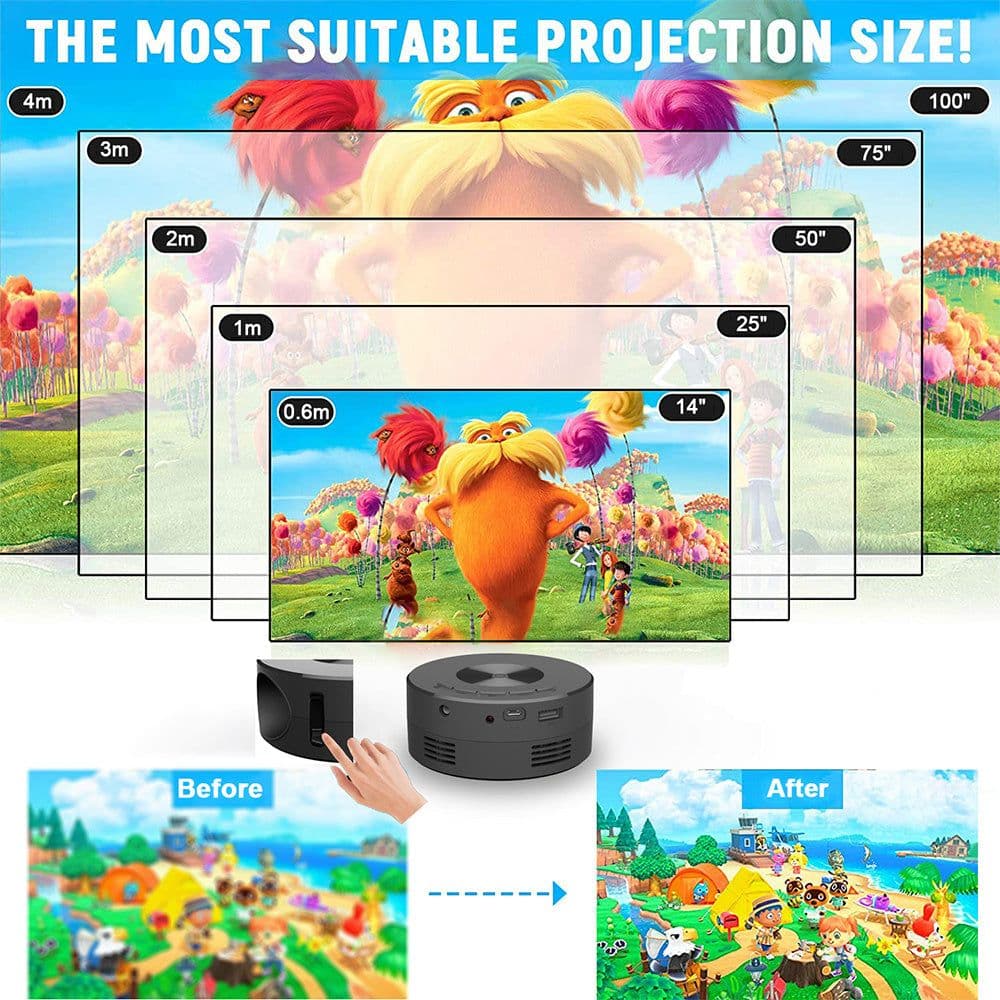 image-YT200 Home Projector Low Noise LCD Mini Portable Children's Wireless Mobile Phone Same Screen Projection