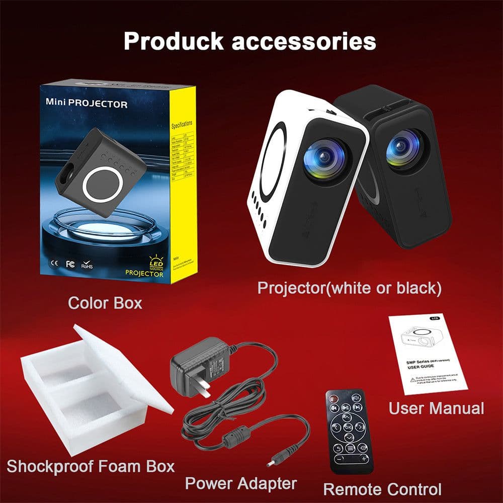 image-YT300 Home Portable Mini Projector 24 ANSI HD 1080P Wired And Wireless Mobile Home Theater Projection