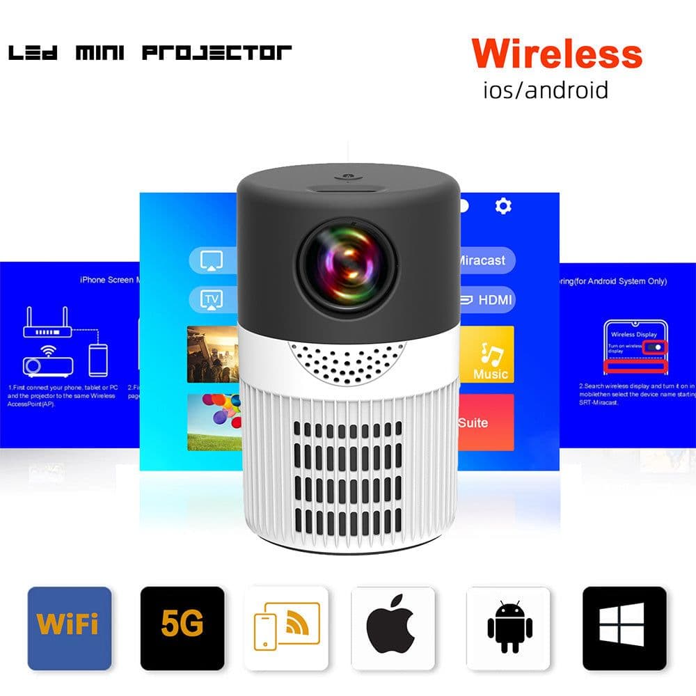 image-YT400 Home HD Projector 5G WIFI Connection 40 ANSI Mini Portable 480X360 Wireless Same Screen Phone Projection