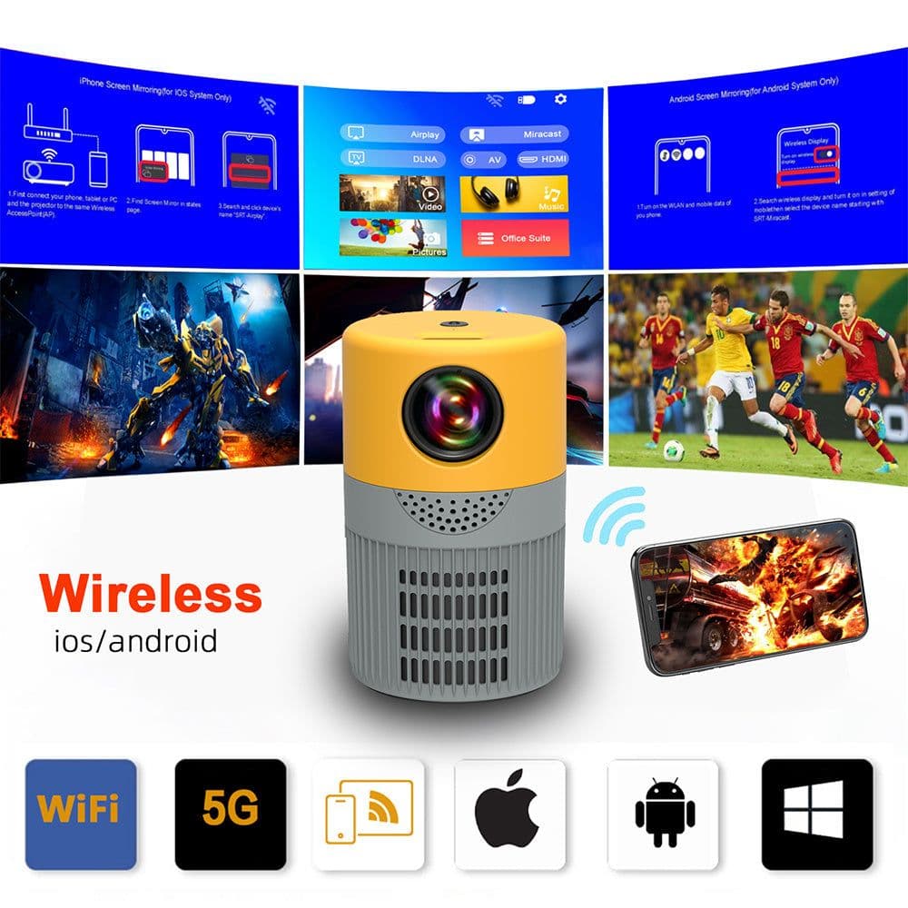 image-YT400 Home HD Projector 5G WIFI Connection 40 ANSI Mini Portable 480X360 Wireless Same Screen Phone Projection