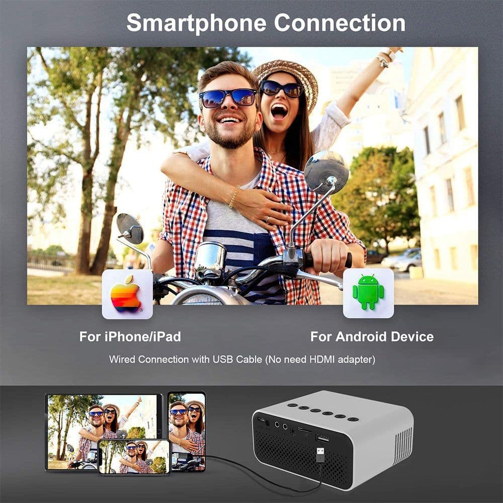image-YT500 Home Mini Projector Mini Children's Home Portable Private Cinema HD LED Wired Wireless Phone Projection