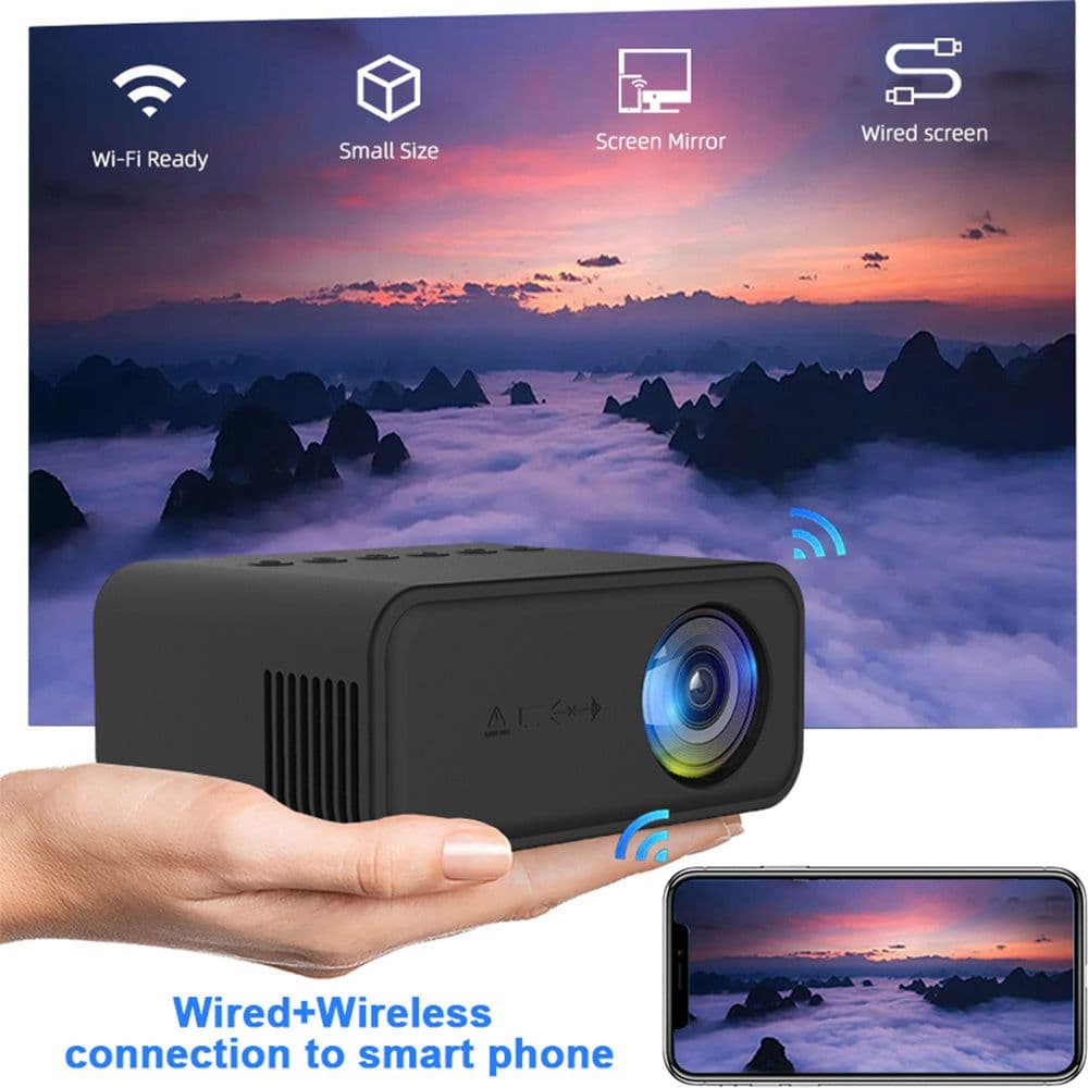 image-YT500 Home Mini Projector Mini Children's Home Portable Private Cinema HD LED Wired Wireless Phone Projection