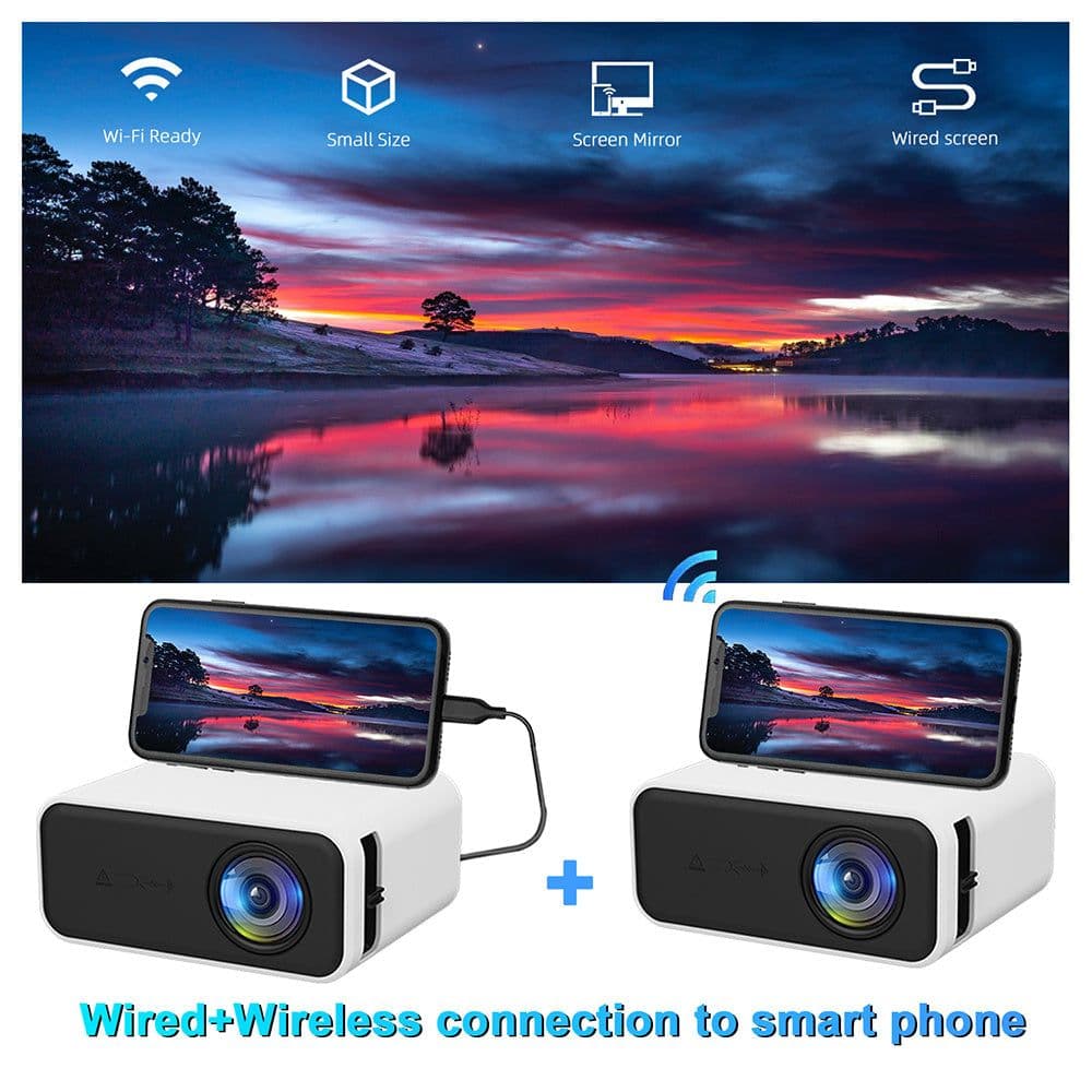 image-YT500 Home Mini Projector Mini Children's Home Portable Private Cinema HD LED Wired Wireless Phone Projection