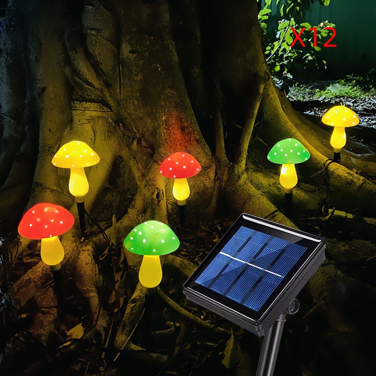 image-Plastics Solar Mushroom Night Light Outdoor Courtyard Garden Balcony Layout Lawn Waterproof Landscape Decoration Colorful Light