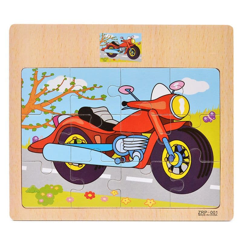 image-Wooden 12-piece Puzzle Puzzle Infant Children Early Childhood Educational Toys Animal Transportation Wooden Puzzle Toy