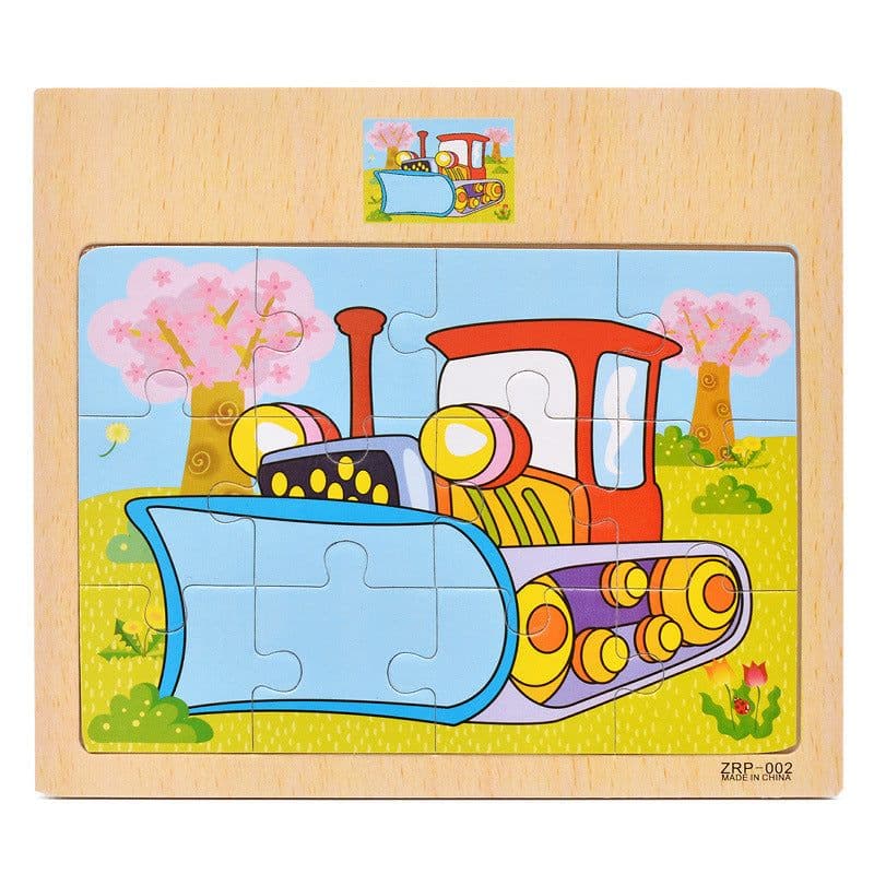 image-Wooden 12-piece Puzzle Puzzle Infant Children Early Childhood Educational Toys Animal Transportation Wooden Puzzle Toy