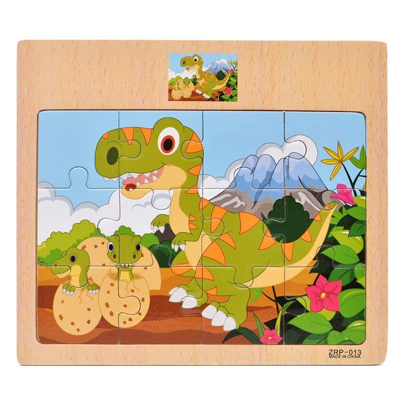 image-Wooden 12-piece Puzzle Puzzle Infant Children Early Childhood Educational Toys Animal Transportation Wooden Puzzle Toy