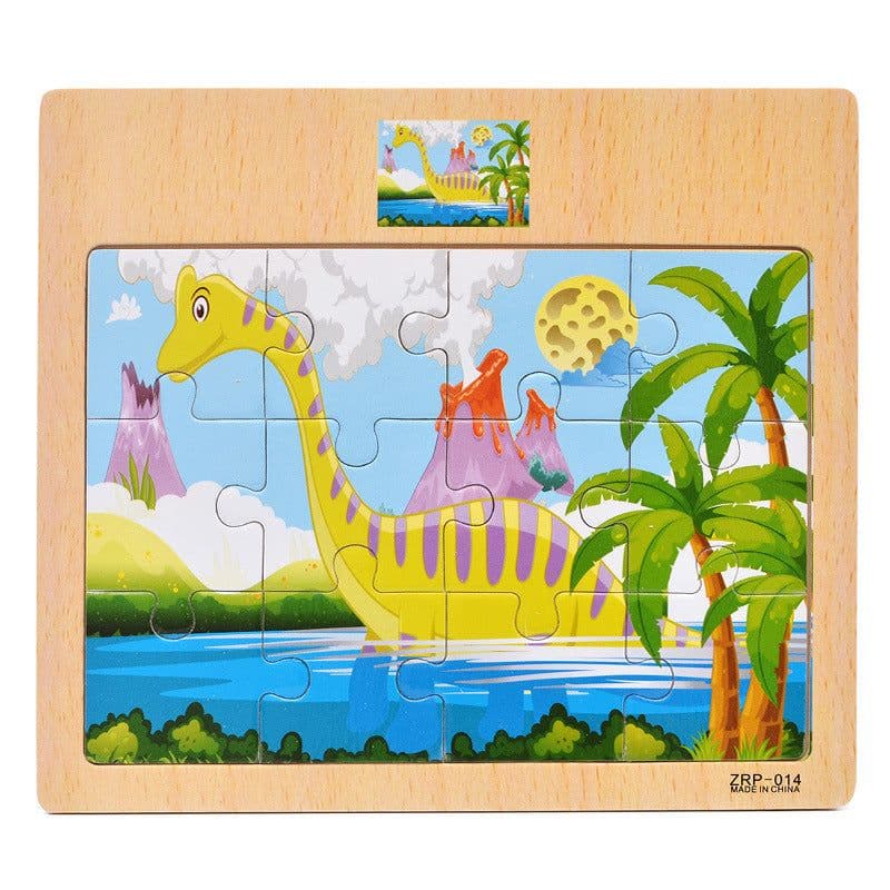 image-Wooden 12-piece Puzzle Puzzle Infant Children Early Childhood Educational Toys Animal Transportation Wooden Puzzle Toy