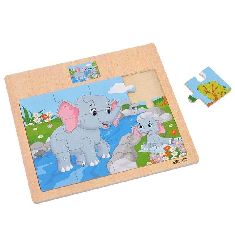 image-Wooden 12-piece Puzzle Puzzle Infant Children Early Childhood Educational Toys Animal Transportation Wooden Puzzle Toy