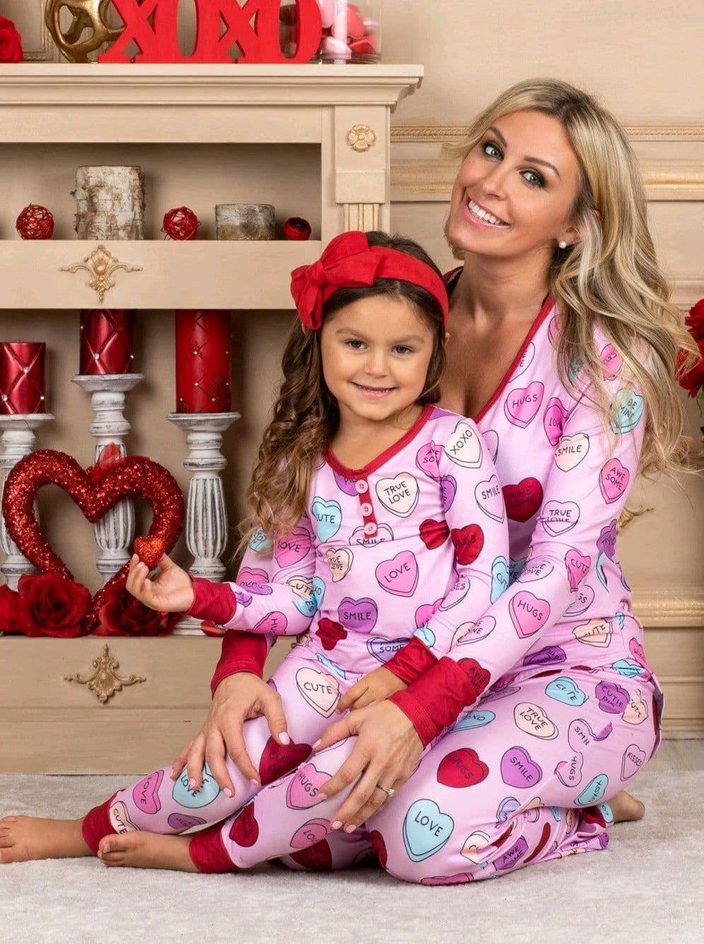 image-Valentines Day Love Print Casual Home Pajamas Parent Child Set