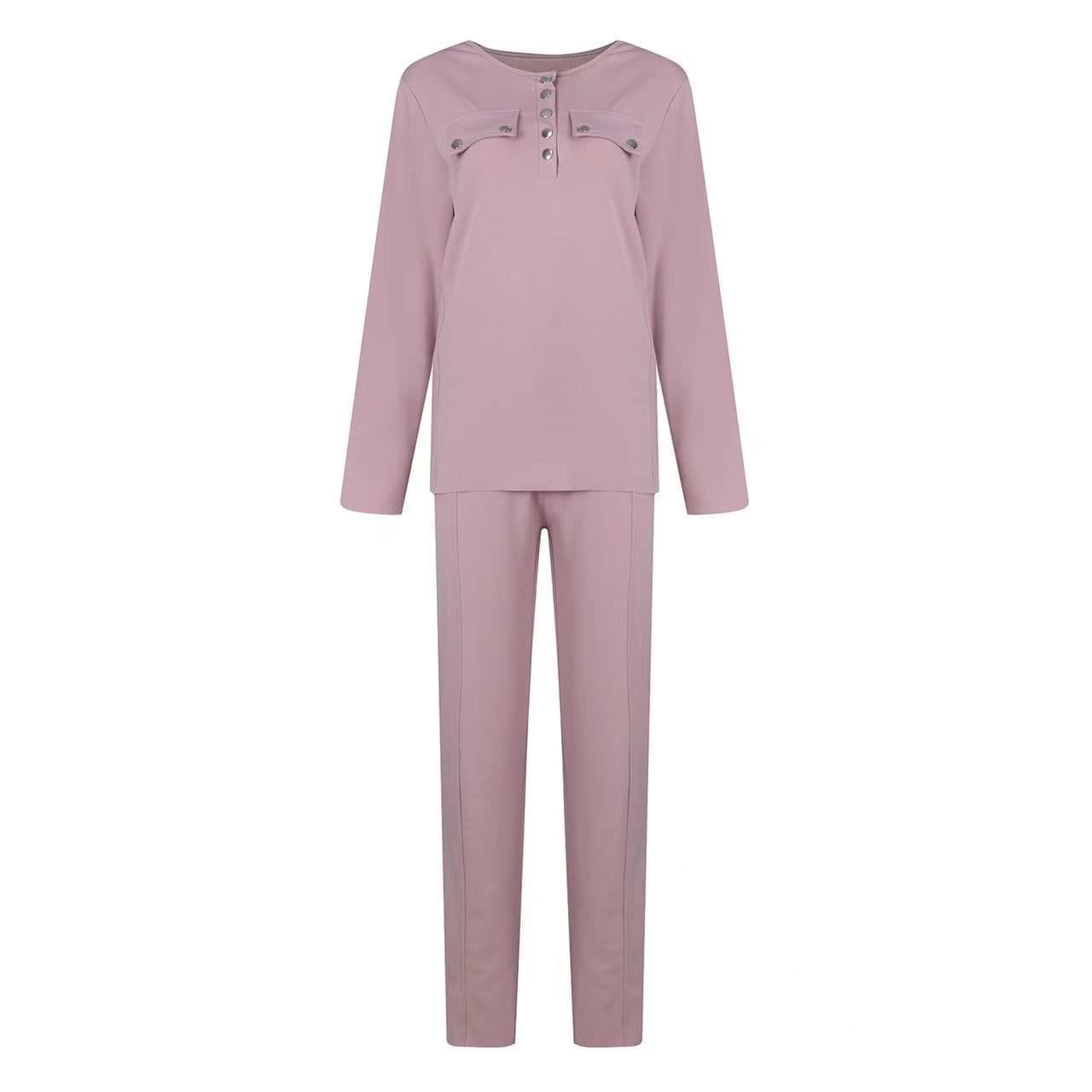 image-Casual Two-piece Set Women Autumn And Winter New High-neck Long-sleeved Trousers Suit