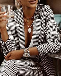 image-New Fashion Women's Plaid Slim Fit Lapel Suit Set