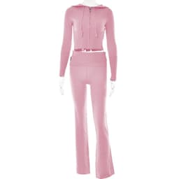 image-Hoodie Suit Women Leisure Sexy Zip Long Sleeve Sweater And High Waist Long Pants Set