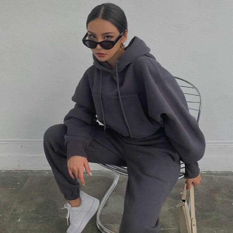 image-New Style Autumn And Winter Women's New Casual Hoodie Coat Sports Suit