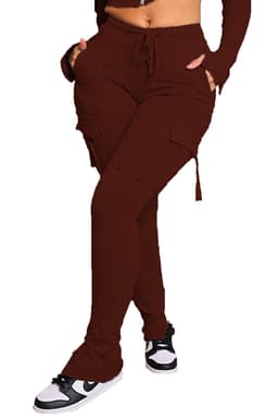 image-Cargo Pants With Pockets High Waist Drawstring Wide Leg Straight Trousers For Women Overalls