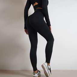 image-Seamless Yoga Pants Sports Gym Fitness Leggings Or Long Sleeve Tops Outfits Butt Lifting Slim Workout Sportswear Clothing