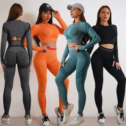 image-Seamless Yoga Pants Sports Gym Fitness Leggings Or Long Sleeve Tops Outfits Butt Lifting Slim Workout Sportswear Clothing