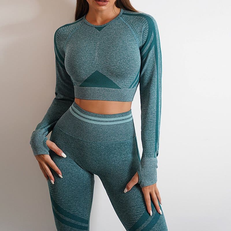 image-Seamless Yoga Pants Sports Gym Fitness Leggings Or Long Sleeve Tops Outfits Butt Lifting Slim Workout Sportswear Clothing