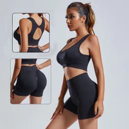 image-2pcs Yoga Set Women's Vest And Shorts Tracksuit Seamless Workout Sportswear Gym Clothing High Waist Leggings Fitness Sports Suits