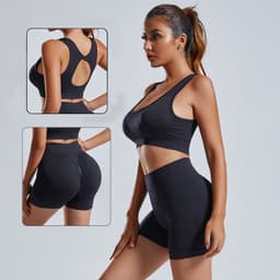 image-2pcs Yoga Set Women's Vest And Shorts Tracksuit Seamless Workout Sportswear Gym Clothing High Waist Leggings Fitness Sports Suits