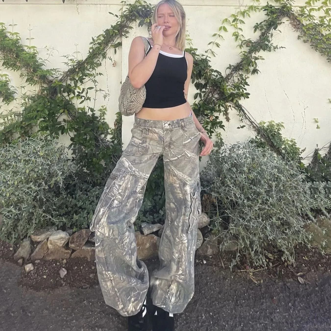 image-Casual Camouflage Cargo Pants Loose Overalls Summer Low Waist Straight Trousers With Pockets