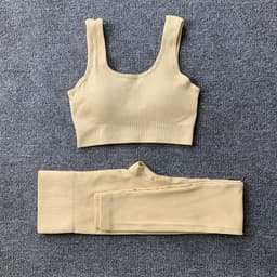 image-2pcs Thread Yoga Suit Seamless Bra And Butt Lifting High Waist Leggings Set For Women Sports Fitness Yoga Pants Sportswear Outfits Clothing