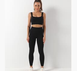 image-2pcs Thread Yoga Suit Seamless Bra And Butt Lifting High Waist Leggings Set For Women Sports Fitness Yoga Pants Sportswear Outfits Clothing