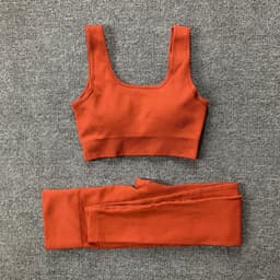 image-2pcs Thread Yoga Suit Seamless Bra And Butt Lifting High Waist Leggings Set For Women Sports Fitness Yoga Pants Sportswear Outfits Clothing