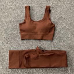 image-2pcs Thread Yoga Suit Seamless Bra And Butt Lifting High Waist Leggings Set For Women Sports Fitness Yoga Pants Sportswear Outfits Clothing