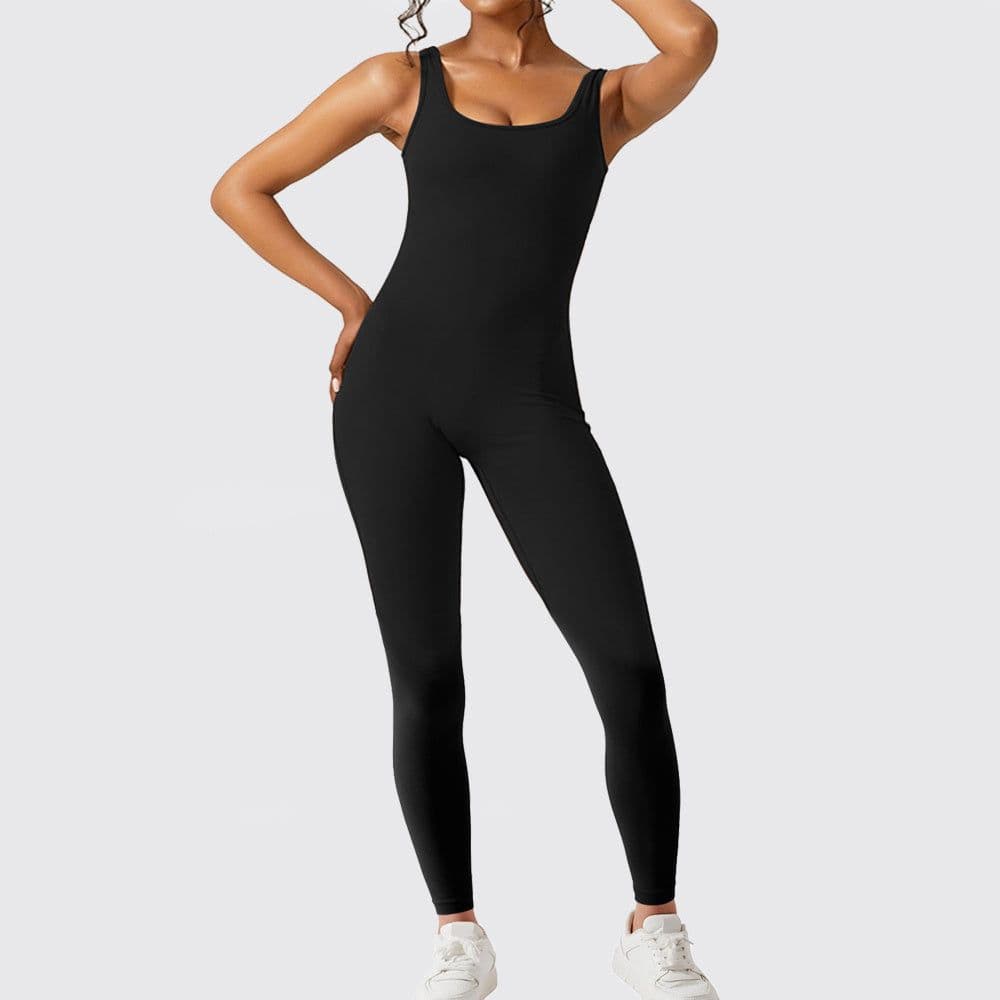 image-Women Sleeveless Flare Jumpsuits Fitness Yoga Long Pants