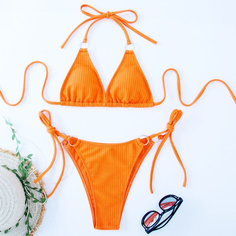 image-Sexy Bikini Set Summer Side Tie Thong Bandage Style Swimsuit Womens Clothing