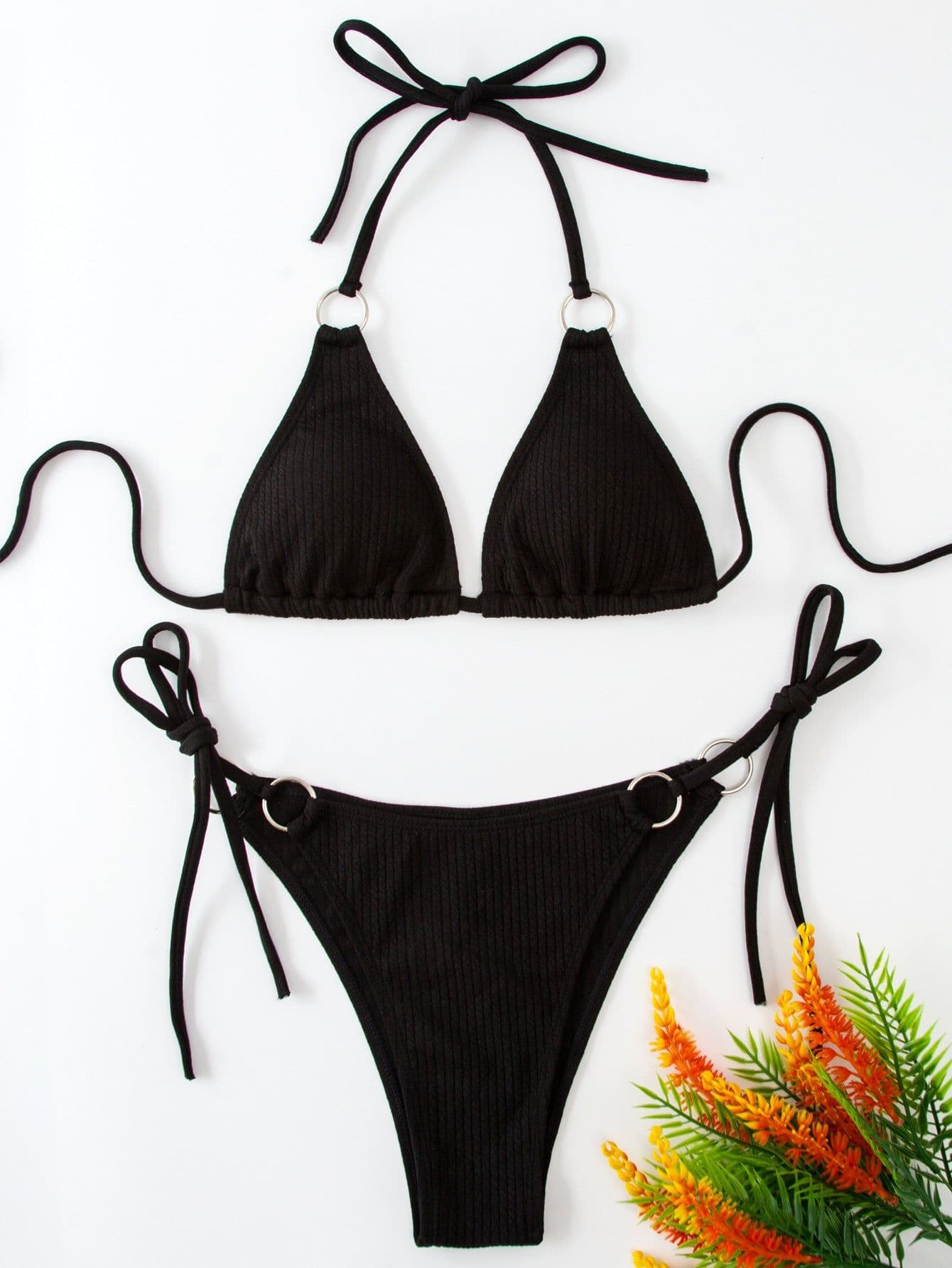 image-Sexy Bikini Set Summer Side Tie Thong Bandage Style Swimsuit Womens Clothing