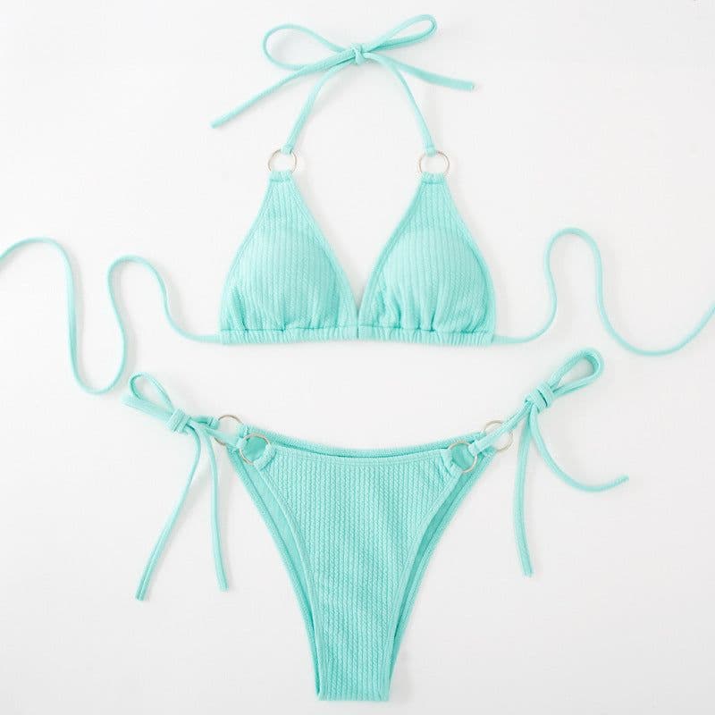 image-Sexy Bikini Set Summer Side Tie Thong Bandage Style Swimsuit Womens Clothing