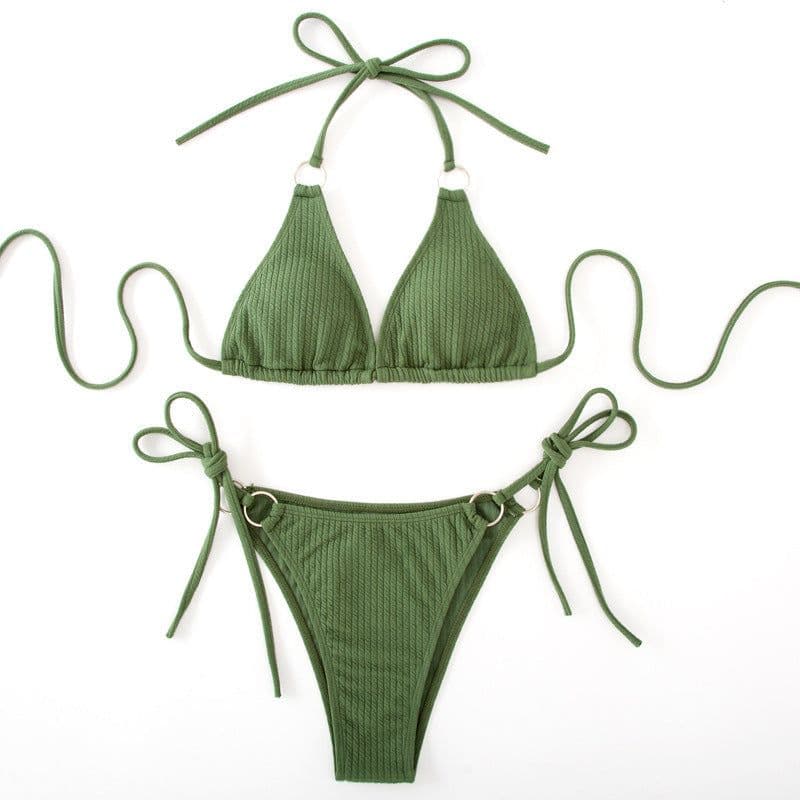 image-Sexy Bikini Set Summer Side Tie Thong Bandage Style Swimsuit Womens Clothing