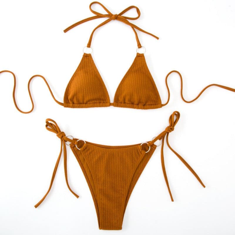 image-Sexy Bikini Set Summer Side Tie Thong Bandage Style Swimsuit Womens Clothing