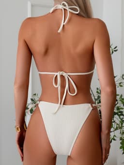 image-Sexy Bikini Set Summer Side Tie Thong Bandage Style Swimsuit Womens Clothing